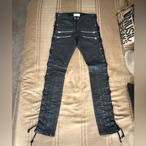 Faith Connexion Designer Black Lace-Up Rock Star Skinny Jeans